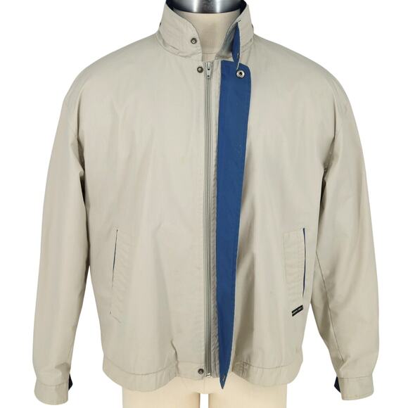 Members Only Jacket Mens Large Beige Full Zip Lightweight Pockets Lined Vintage - Picture 2 of 16